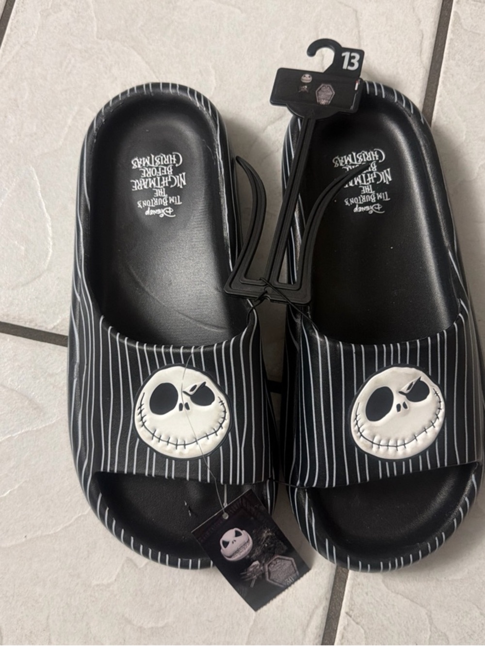 Mens 'Nightmare Before Christmas' Slide Sandals Size 13 DISNEY JACK SKELLINGTON